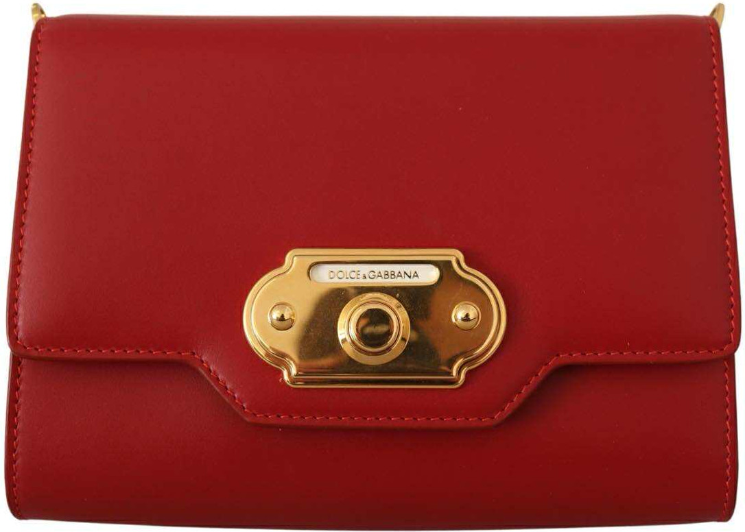 Crossbody Bag Dolce & Gabbana Red Leather Mini Crossbody Gold Hardware