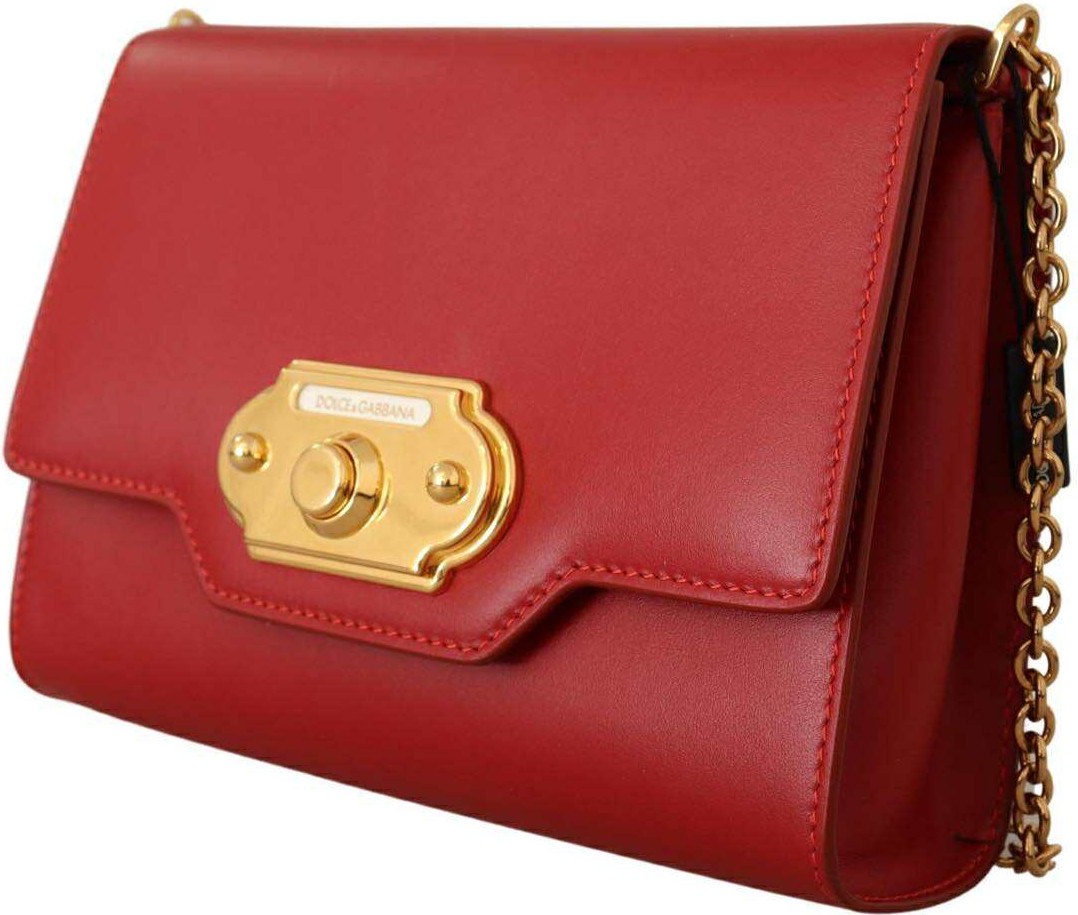 Crossbody Bag Dolce & Gabbana Red Leather Mini Crossbody Gold Hardware