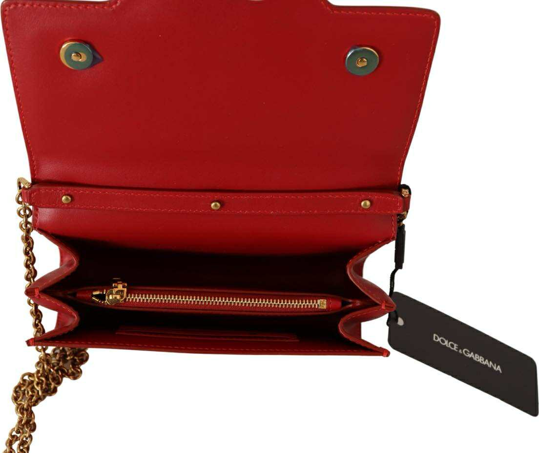 Crossbody Bag Dolce & Gabbana Red Leather Mini Crossbody Gold Hardware