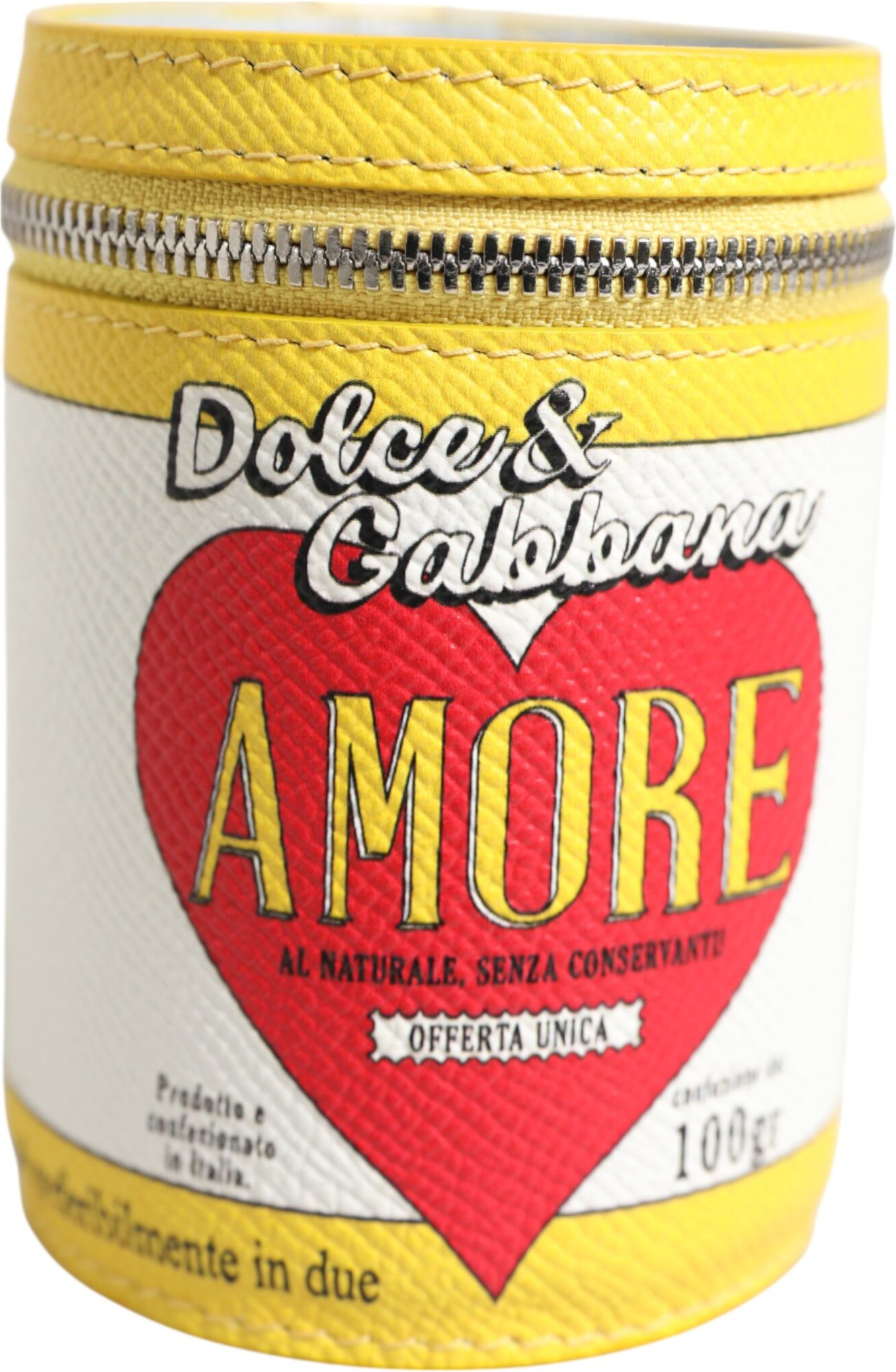 Брелок-аксессуар Dolce & Gabbana Amore из натуральной кожи, желтый, чехол для монет, брелок