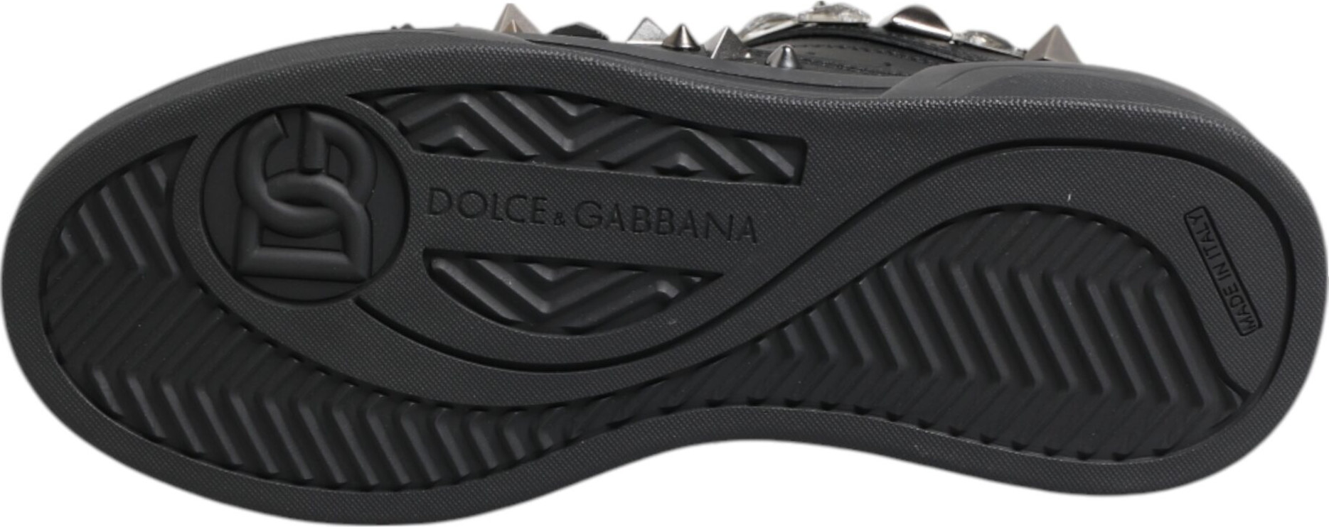 Black Leather Studded Low Top Sneakers Shoes Dolce & Gabbana