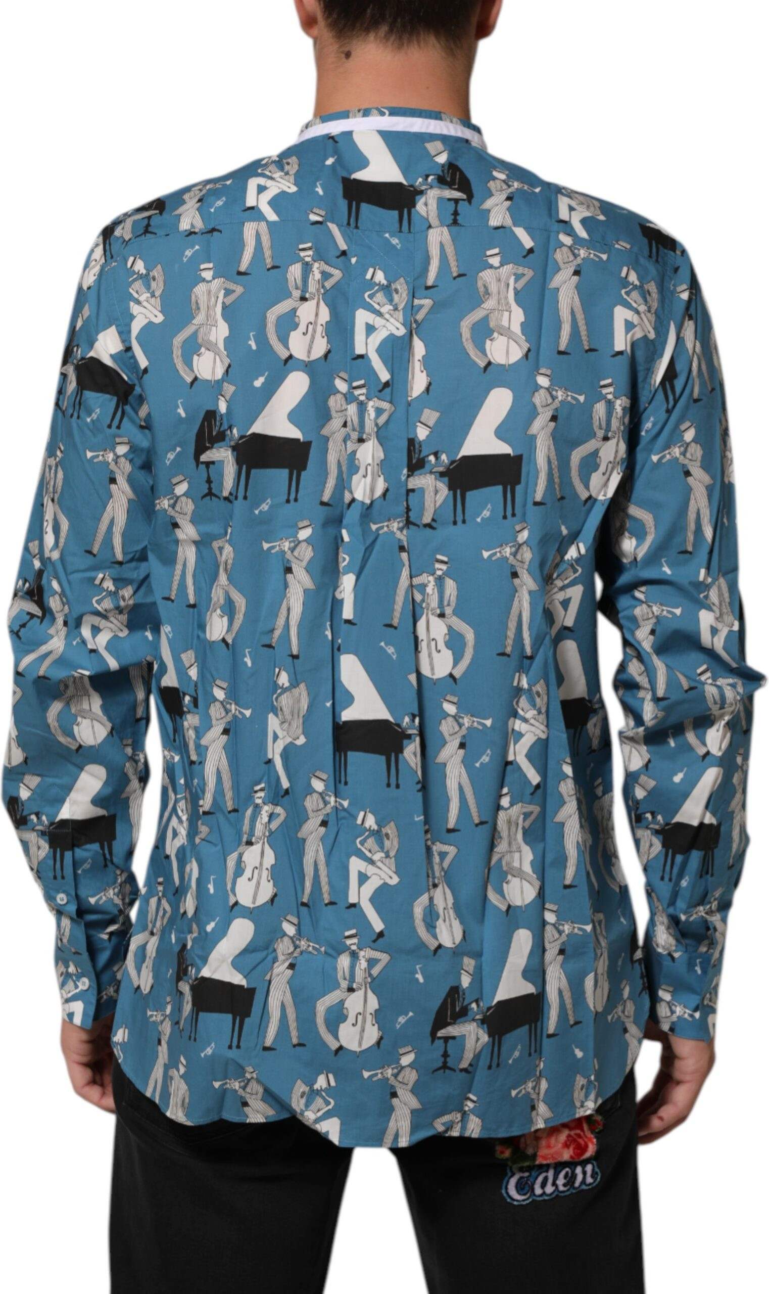 Blue Jazz Printed Cotton Button Front Shirt Dolce & Gabbana