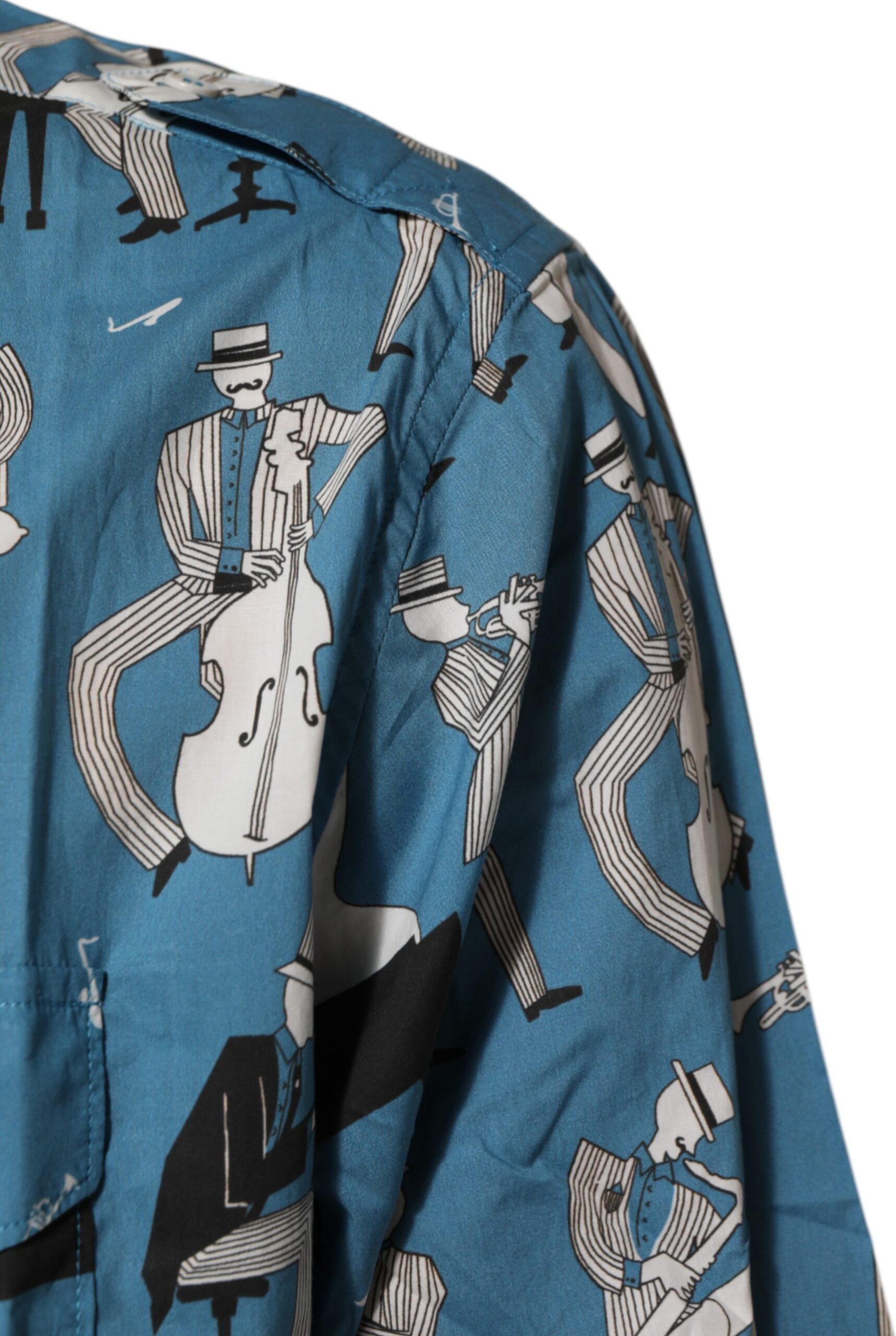 Blue Jazz Printed Cotton Button Front Shirt Dolce & Gabbana