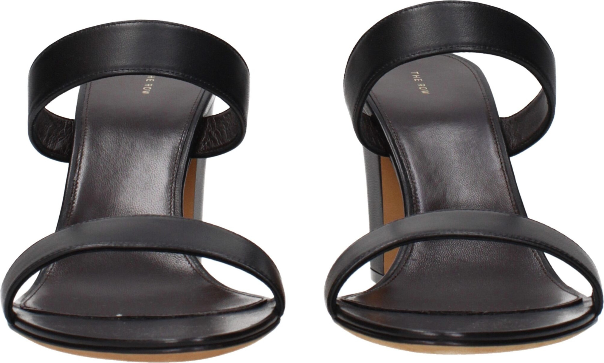 The Row Black Leather Stiletto Heel Sandals