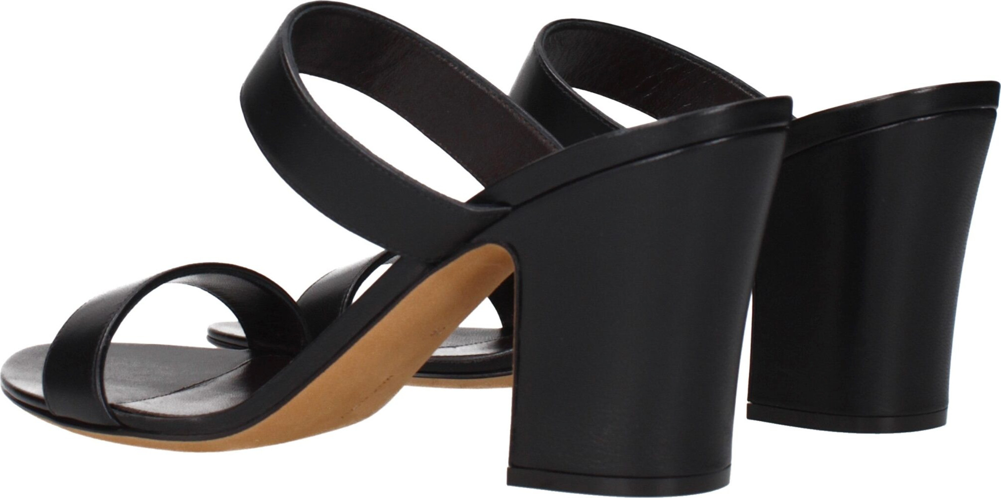 The Row Black Leather Stiletto Heel Sandals