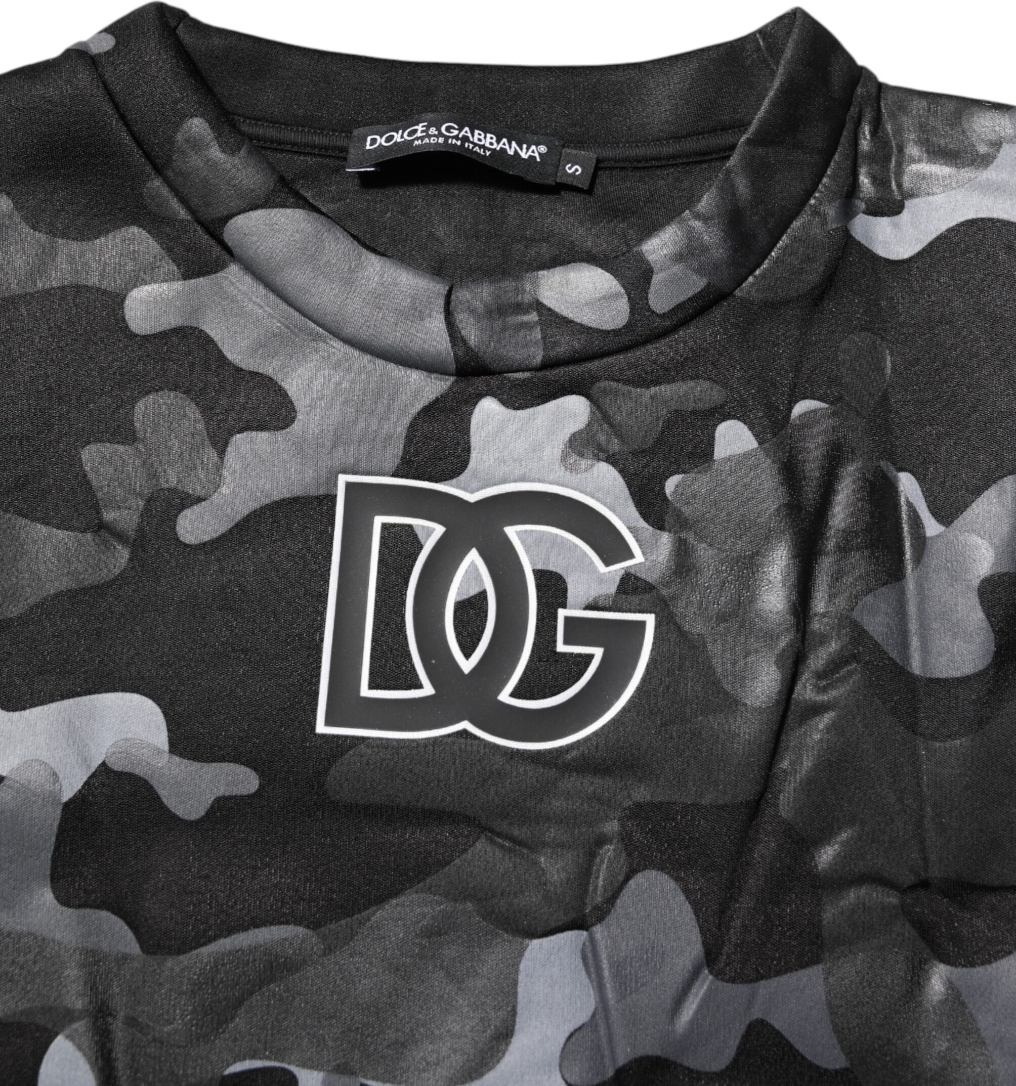 Dolce & Gabbana Qora Kamuflajli Dumaloq Yengli Sviter