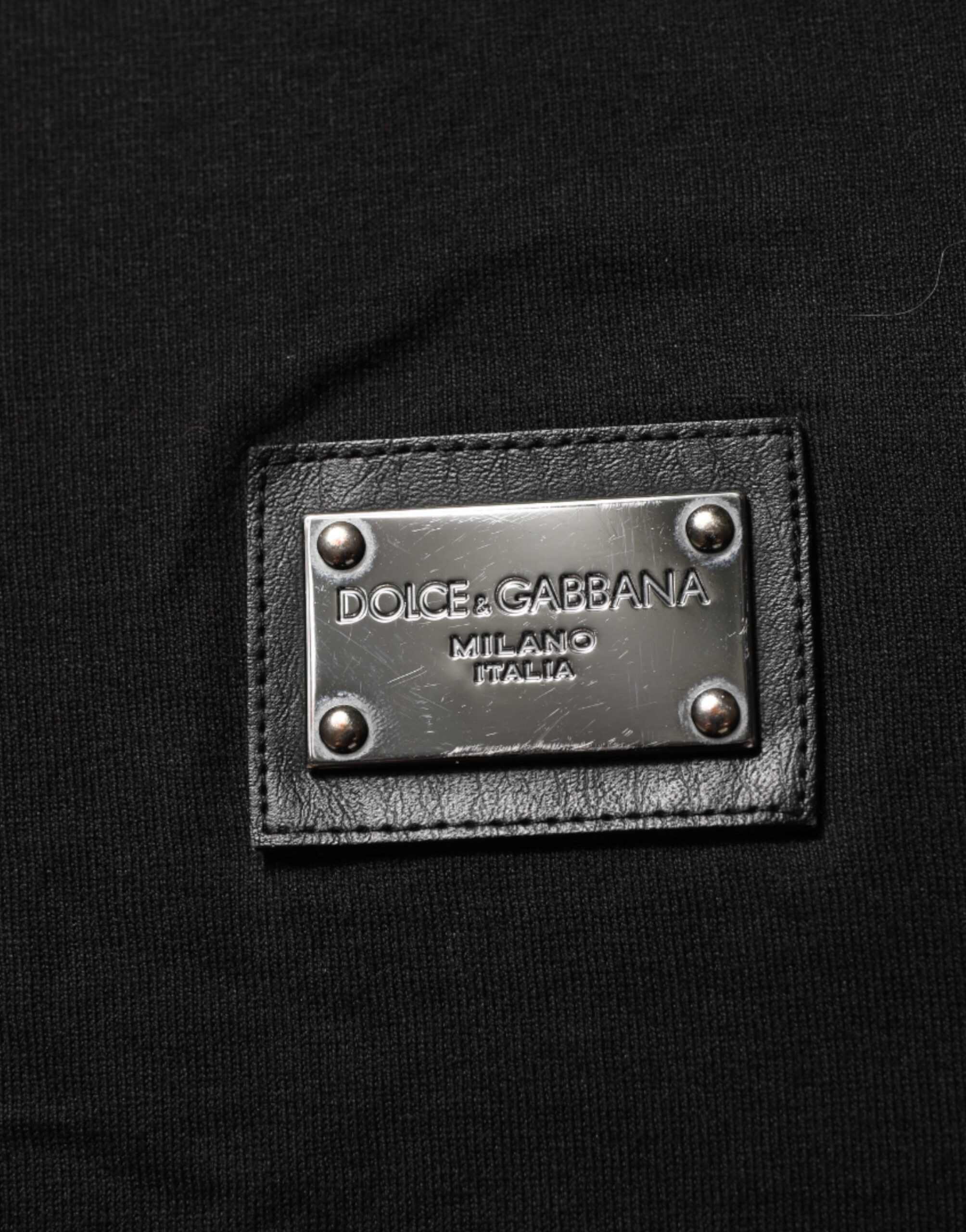 Черная хлопковая футболка с круглым вырезом и логотипом Dolce & Gabbana