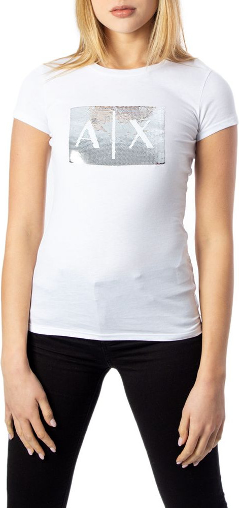 Белая хлопковая футболка Armani Exchange