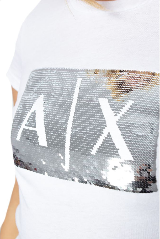 Белая хлопковая футболка Armani Exchange