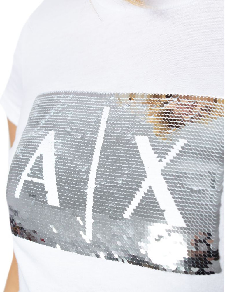 Белая хлопковая футболка Armani Exchange