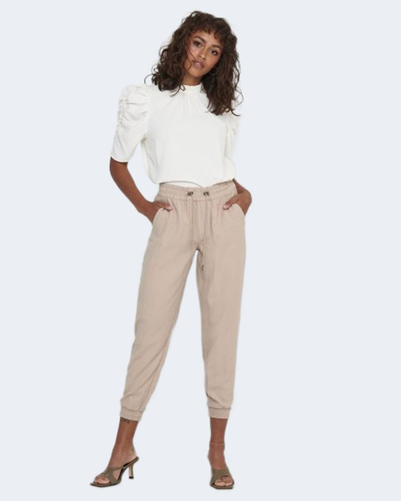 Pants ONLY Beige Viscose Casual Pants