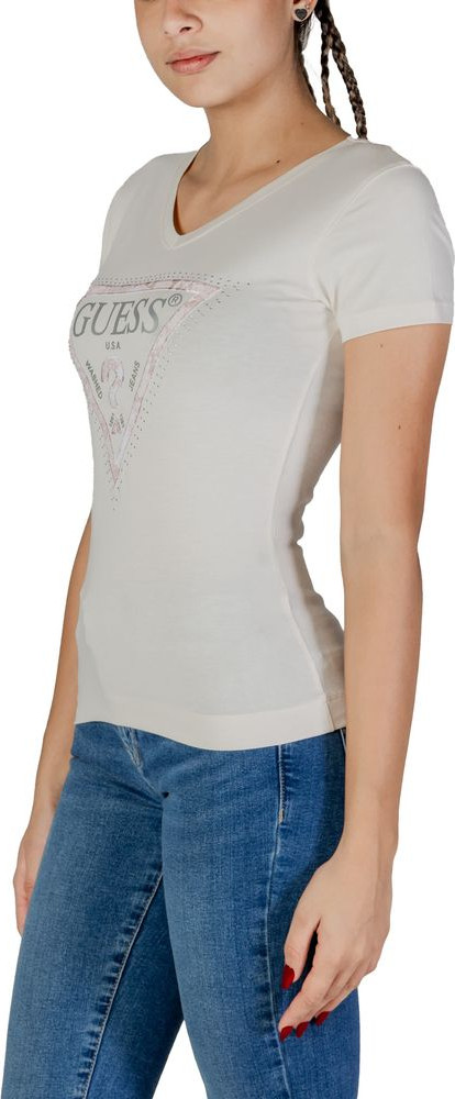 Белая хлопковая футболка GUESS