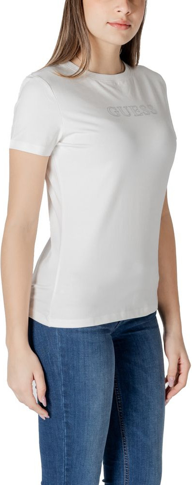 White Cotton T-Shirt Guess Active