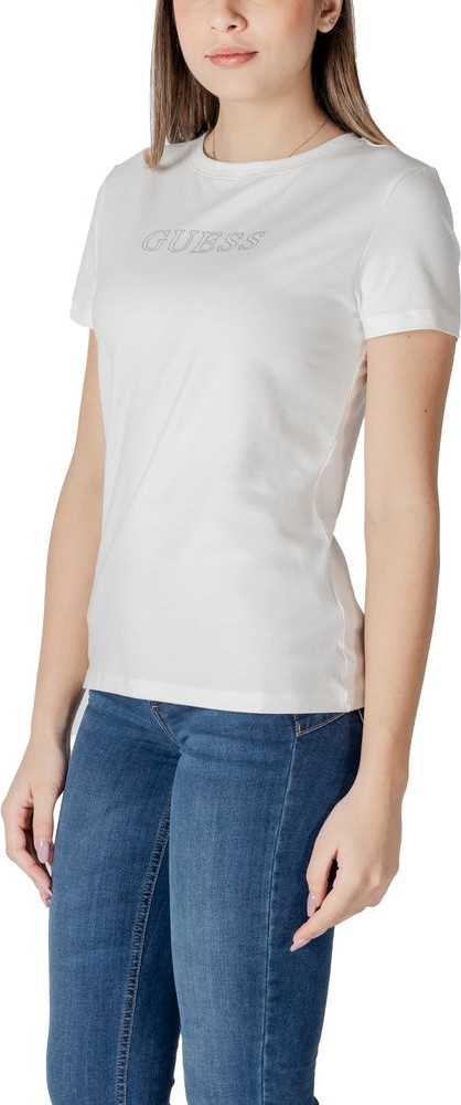 White Cotton T-Shirt Guess Active