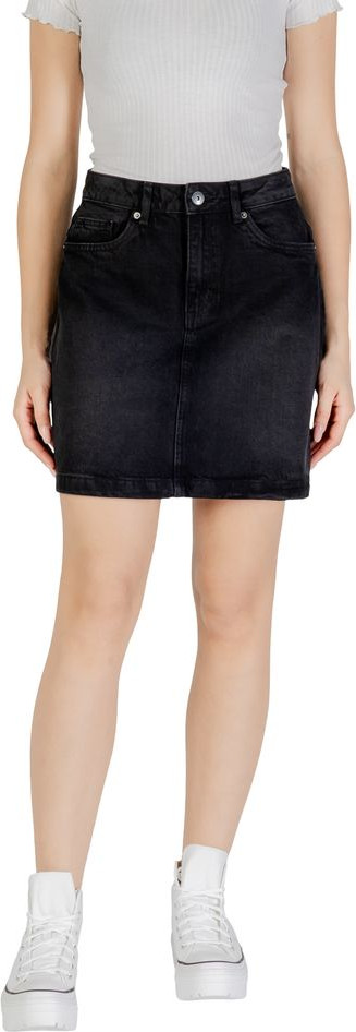 Black Cotton Mini Skirt ICHI