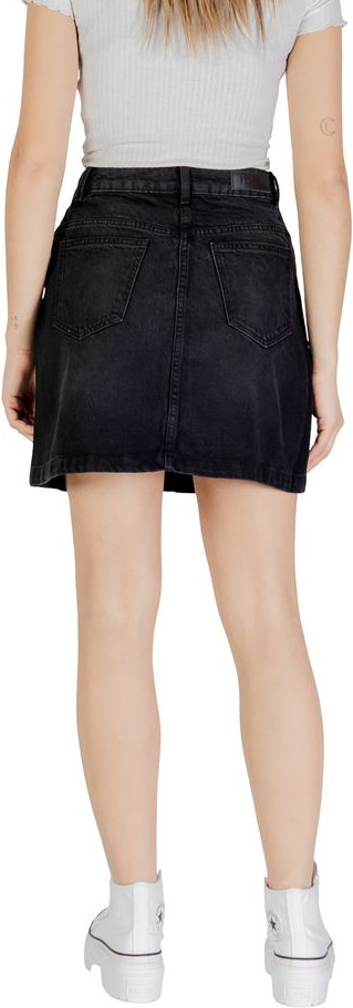 Black Cotton Mini Skirt ICHI