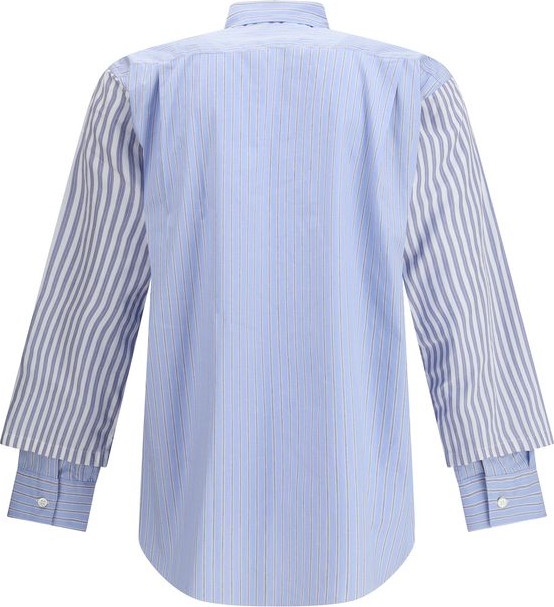 Рубашка Comme Des Garcons Голубая Хлопковая Рубашка в Узор