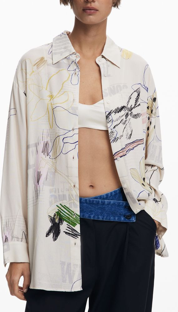 Белая хлопковая рубашка Desigual