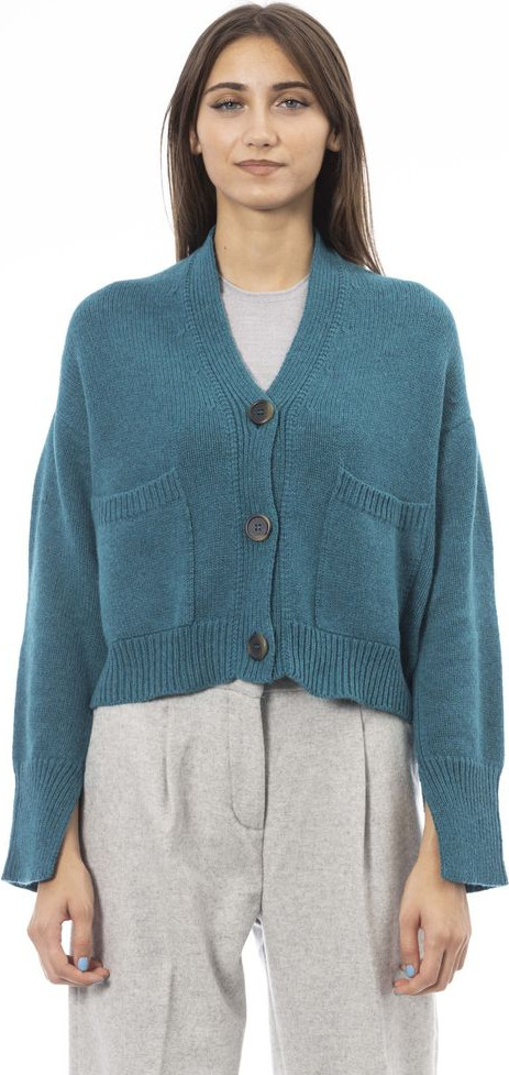 Teal Merino Wool Women Cardigan