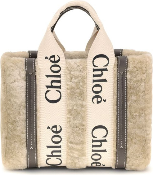 Сумка тоут Chloé Small Woody Shearling