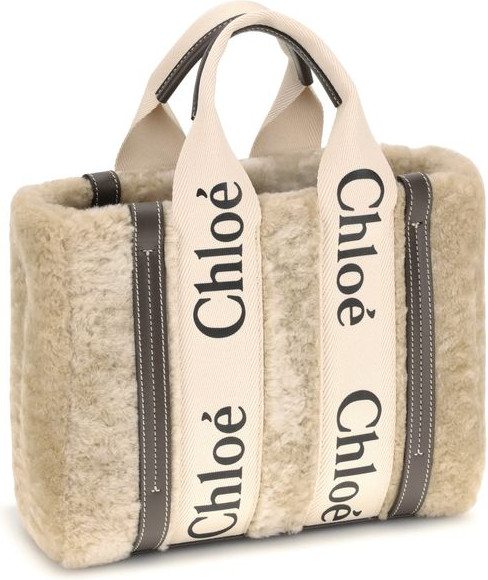 Сумка тоут Chloé Small Woody Shearling