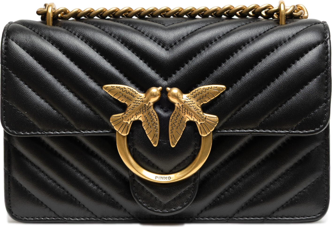 Сумка через плечо Pinko Черная Кожаная Love One Mini