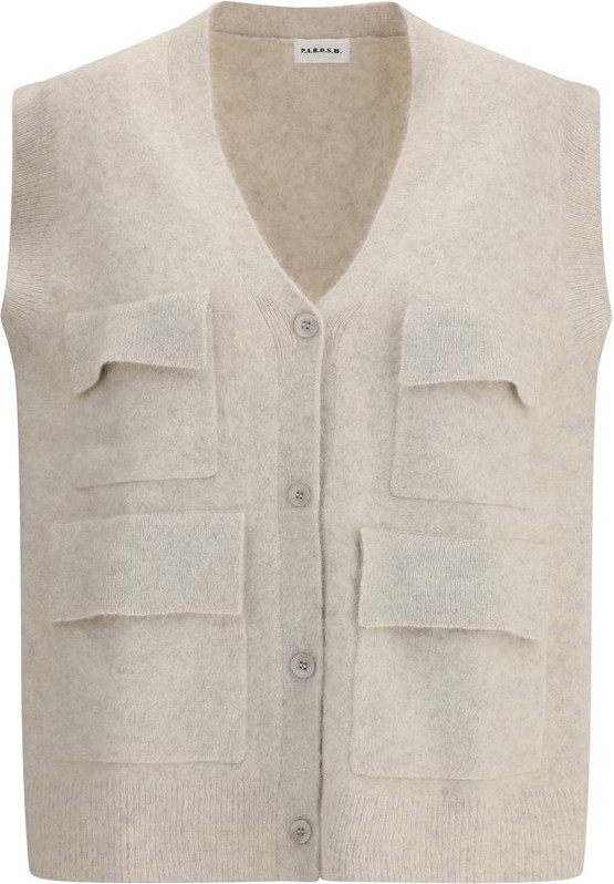 P.A.R.O.S.H. Cream Raccoon Fur Sleveless Jacket