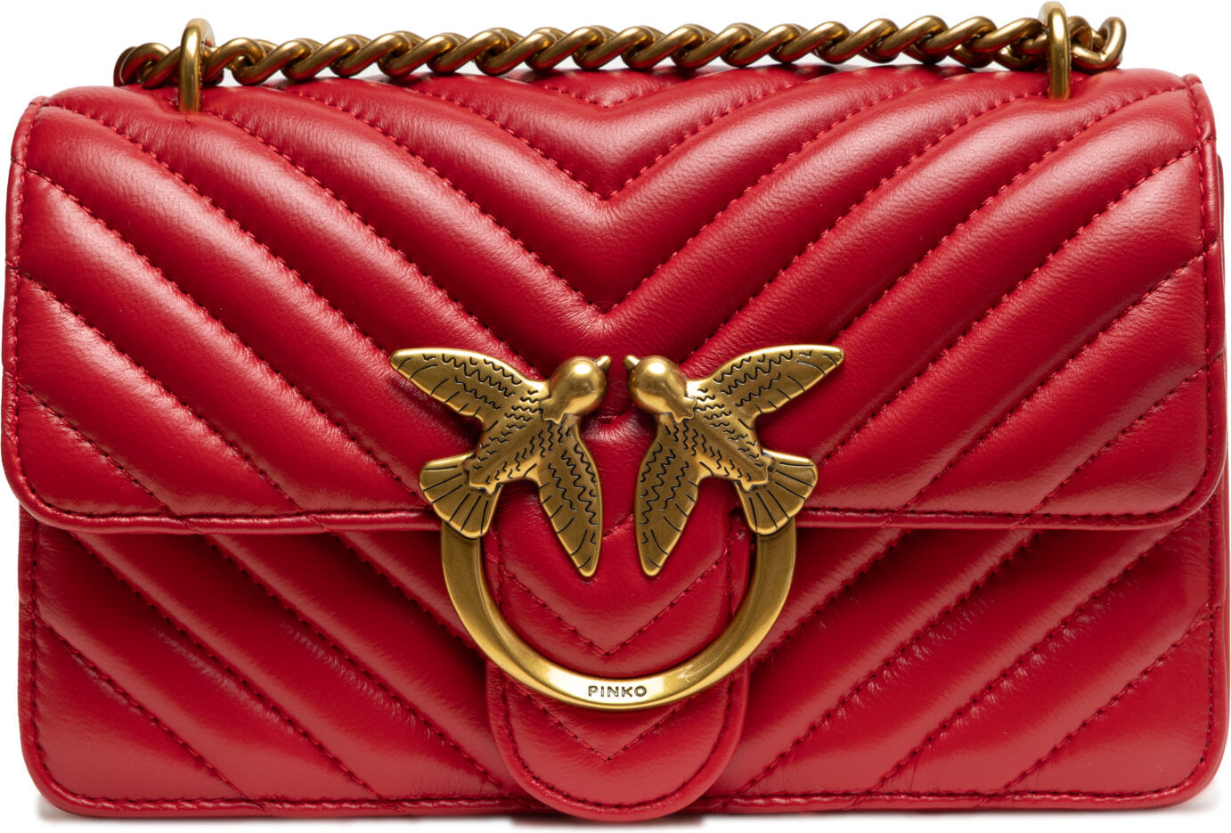 Shoulder Bag Pinko Red Leather Love One Mini