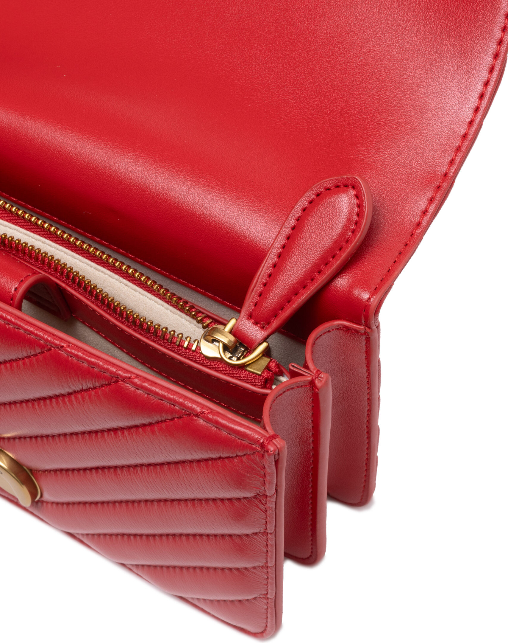 Shoulder Bag Pinko Red Leather Love One Mini
