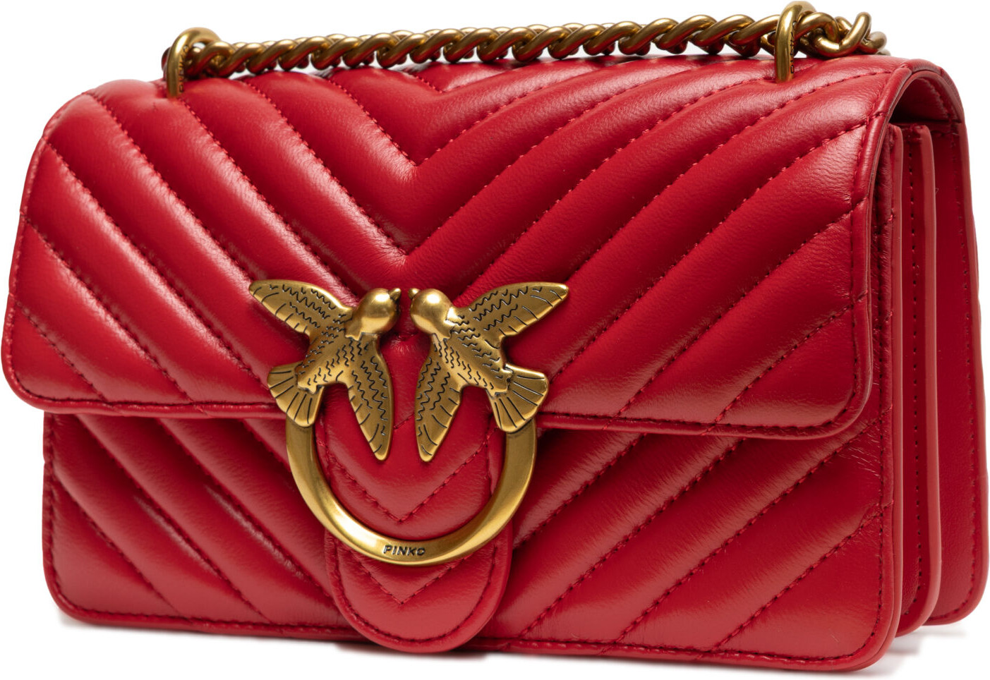Shoulder Bag Pinko Red Leather Love One Mini