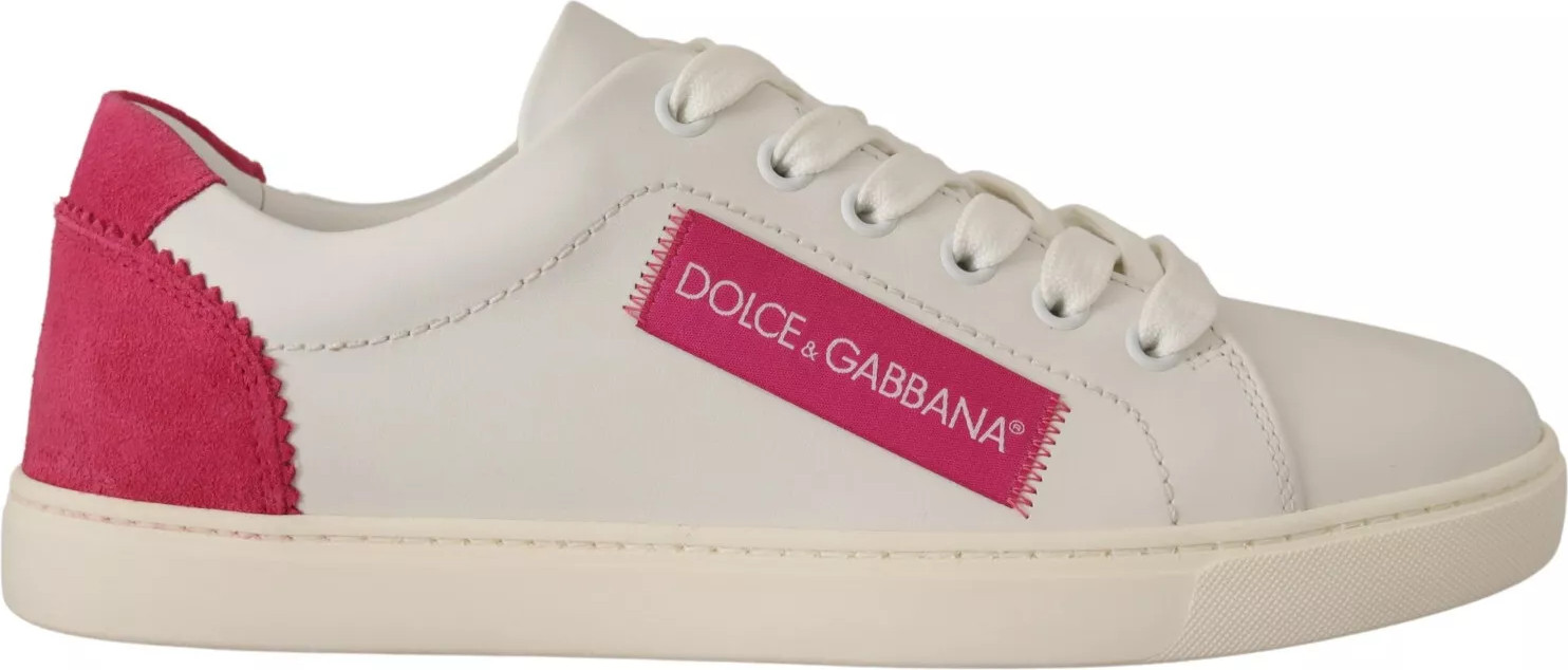 White Suede Leather Low Top Sneakers Shoes Dolce & Gabbana
