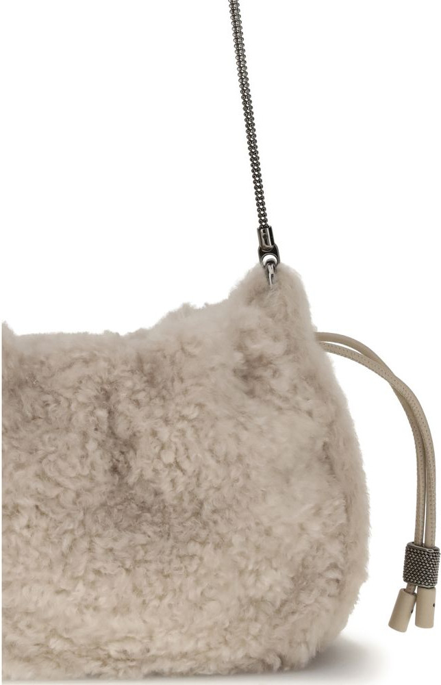Shoulder Bag Brunello Cucinelli Mellow mini shearling