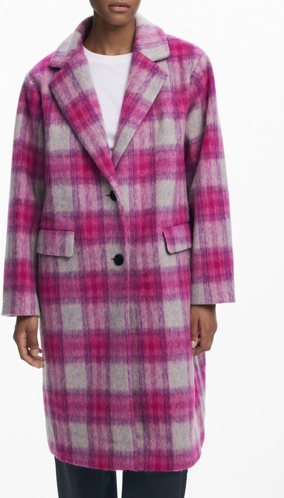 Розовое шерстяное женское пальто - Desigual