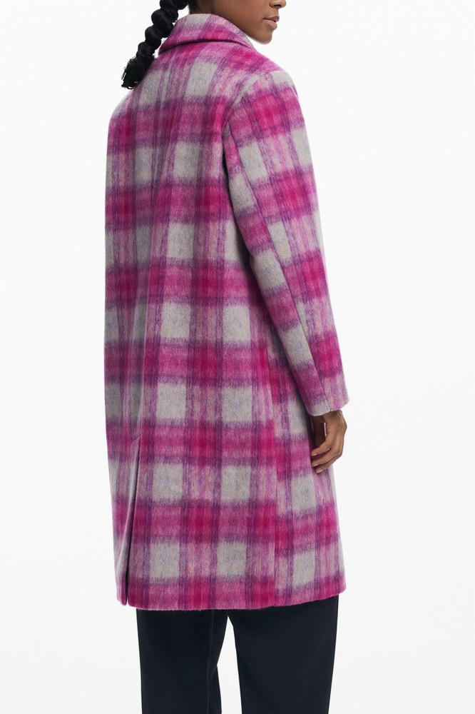 Розовое шерстяное женское пальто - Desigual