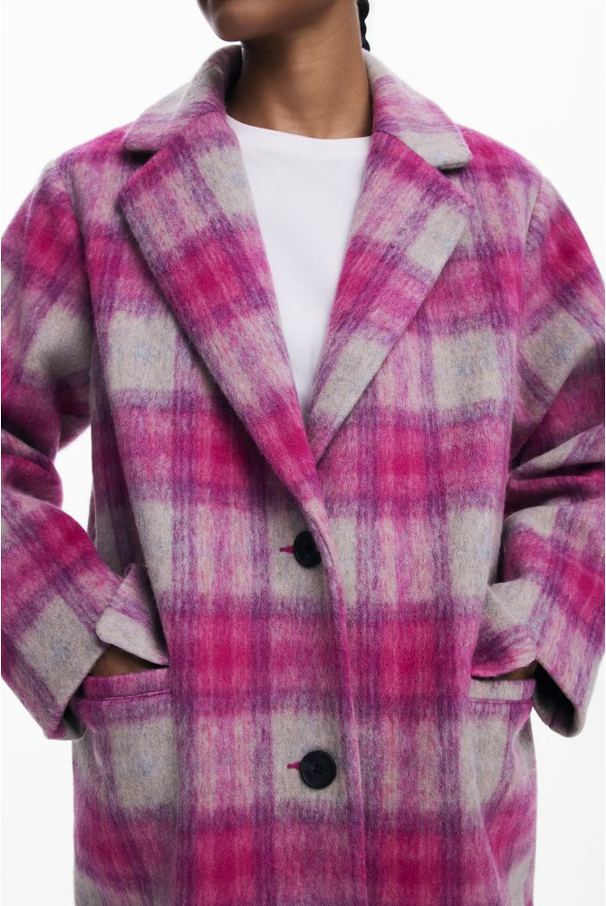 Розовое шерстяное женское пальто - Desigual