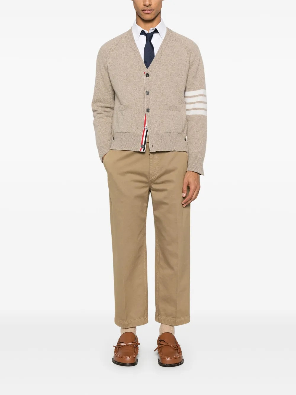 Кардиган Thom Browne Shetland Wool 4-Bar Relaxed Fit V Neck Cardigan