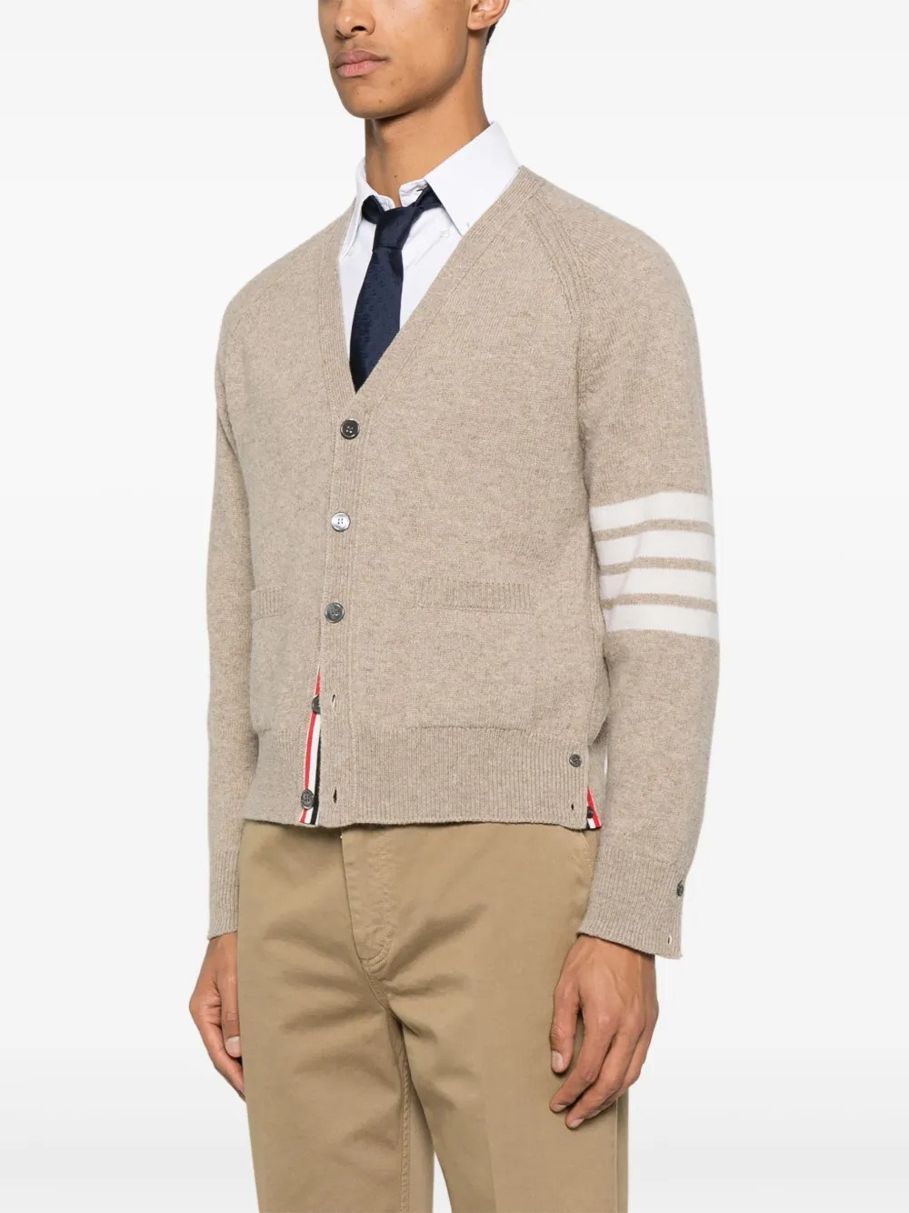 Кардиган Thom Browne Shetland Wool 4-Bar Relaxed Fit V Neck Cardigan