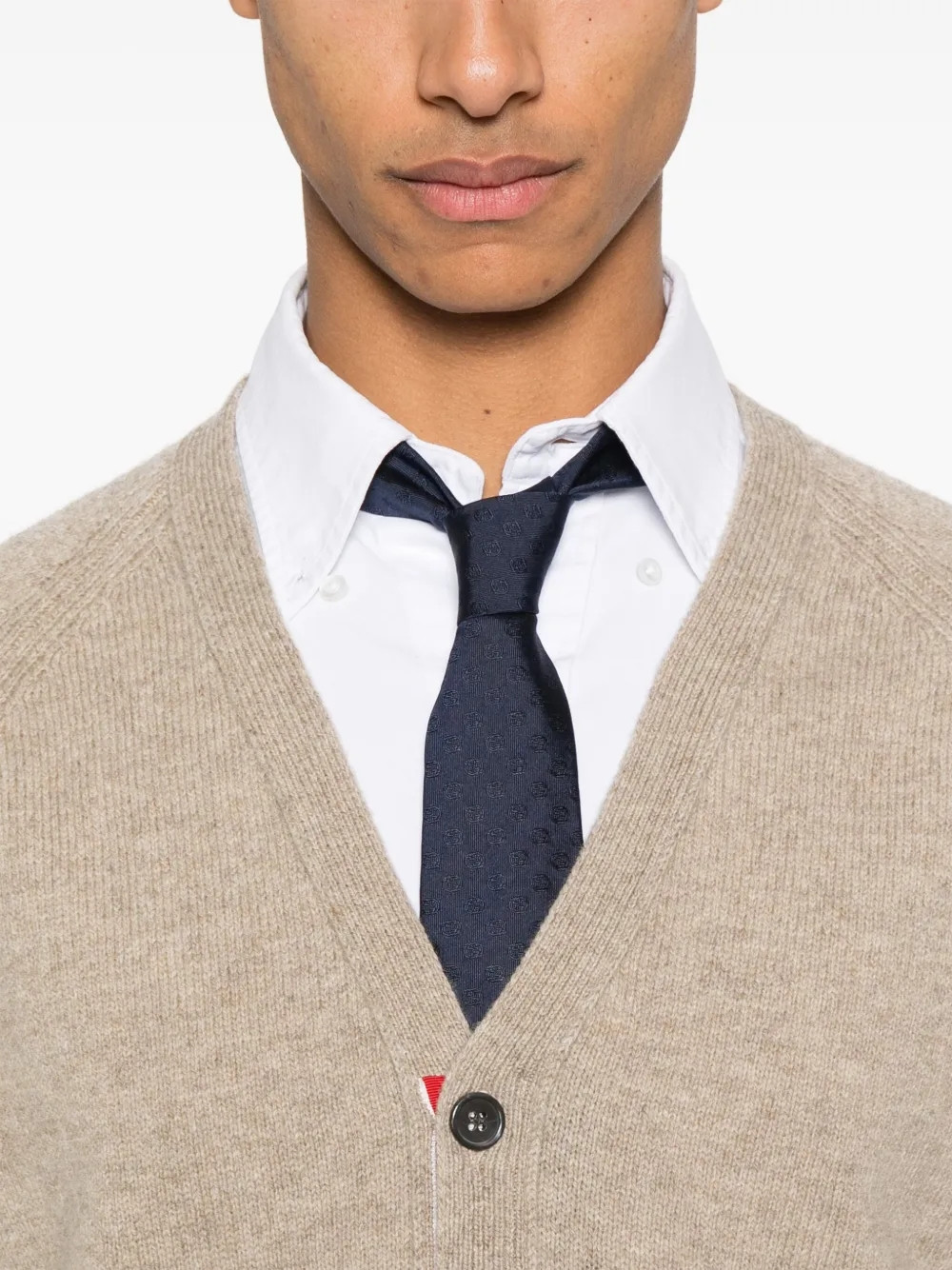 Кардиган Thom Browne Shetland Wool 4-Bar Relaxed Fit V Neck Cardigan