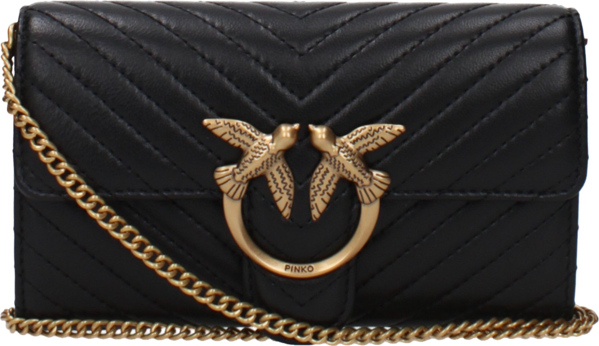 Pinko qora charm qopcha sumkasi