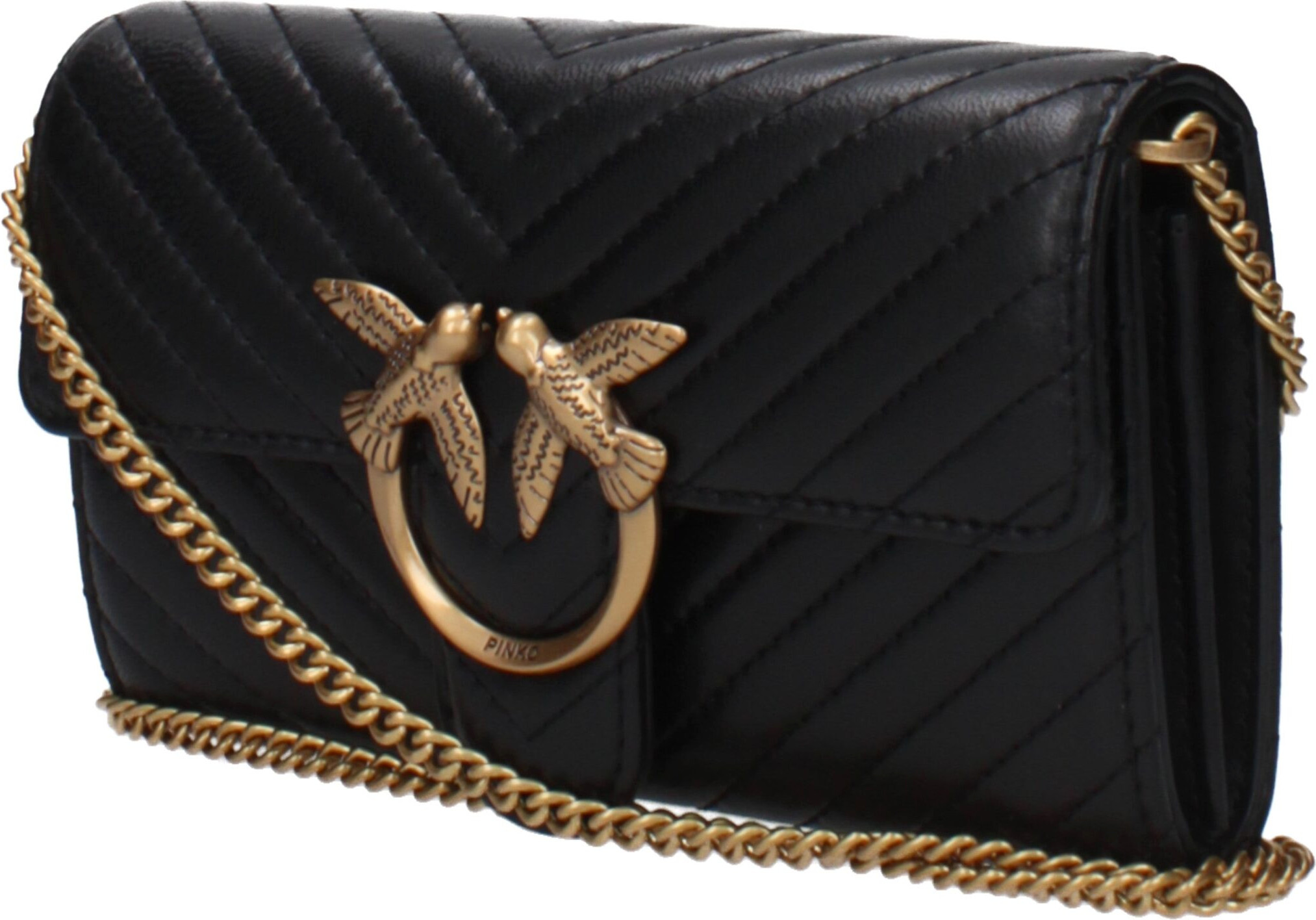 Pinko qora charm qopcha sumkasi