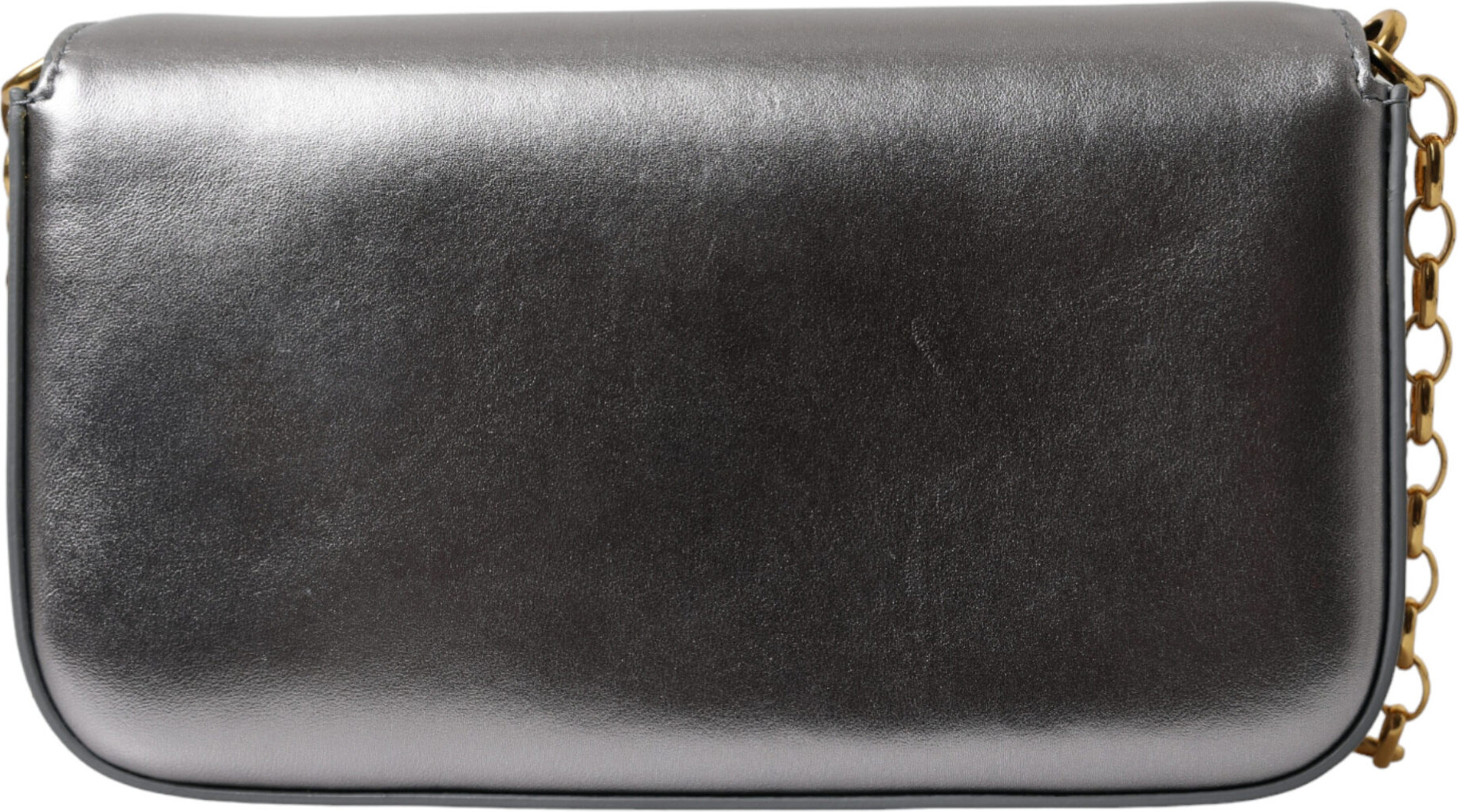 Dolce & Gabbana Metallic Silver Nappa Mini DG Girls yelkasiga osiladigan sumkasi