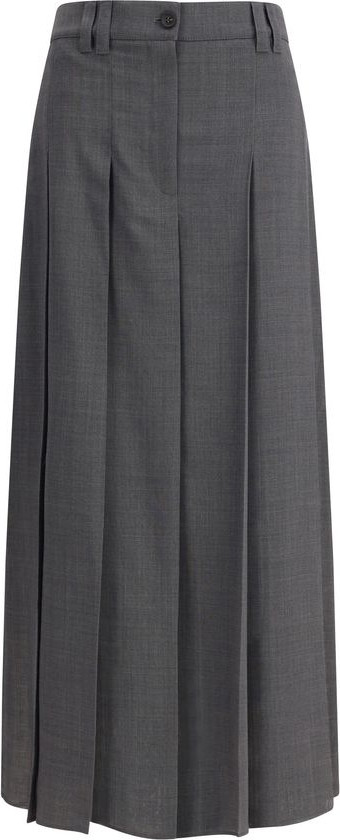 Brunello Cucinelli kulrang poliester long yubka