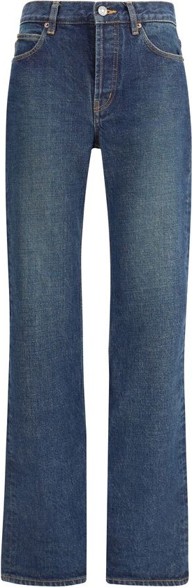 Blue Cotton Straight-Leg Jeans Saint Laurent