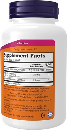 Таблетки Now Foods Витамин C-1000 с биофлавоноидами шиповника