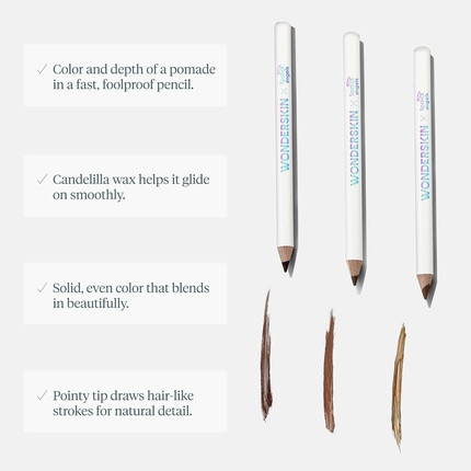 Eyebrow Pencil Wonderskin Sharpenable Brow Pencil for Natural Looking Brows Brown