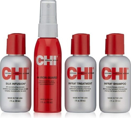 Hair Care Set Chi Travel Set Shampoo Conditioner Silk Infusion Heat Protection Spray