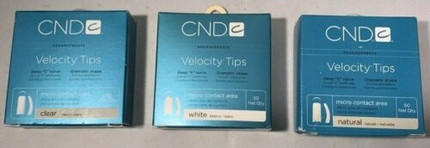 Наконечники для искусственных ногтей Cnd Velocity Tips White 50 Штук Глубокий С-Изгиб