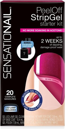Gel Polish Sensationail Sensationail Peel-Off Strip Gel Starter Kit Raspberry Wine
