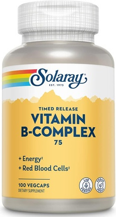 Solaray B-kompleks vitamini 75mg sekin chiqariladigan