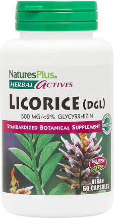 NaturesPlus Herbal Actives Süßholzwurzel (DGL) Kapseln 500mg 60 Vegane Nahrungsergänzungsmittel